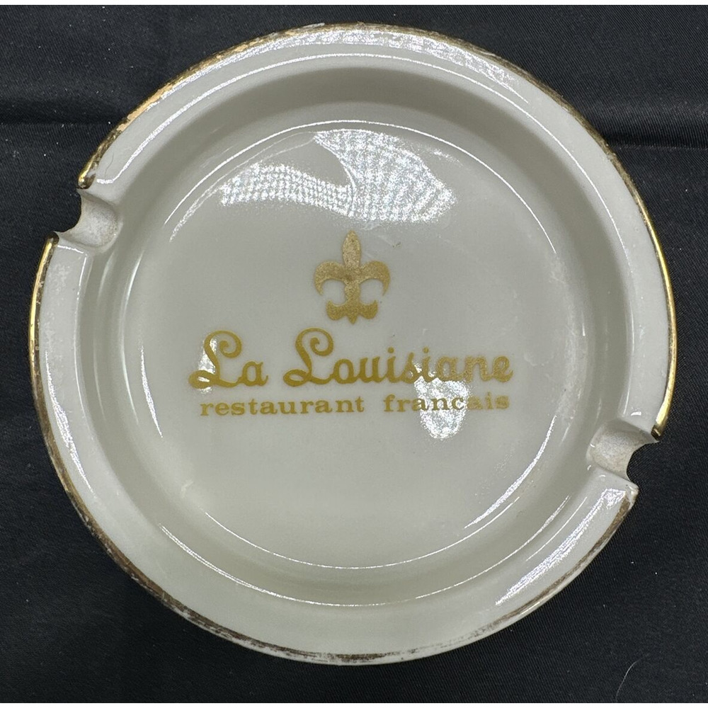 Vtg LA LOUISIANE Restaurant Francais Ceramic Advertising Ashtray